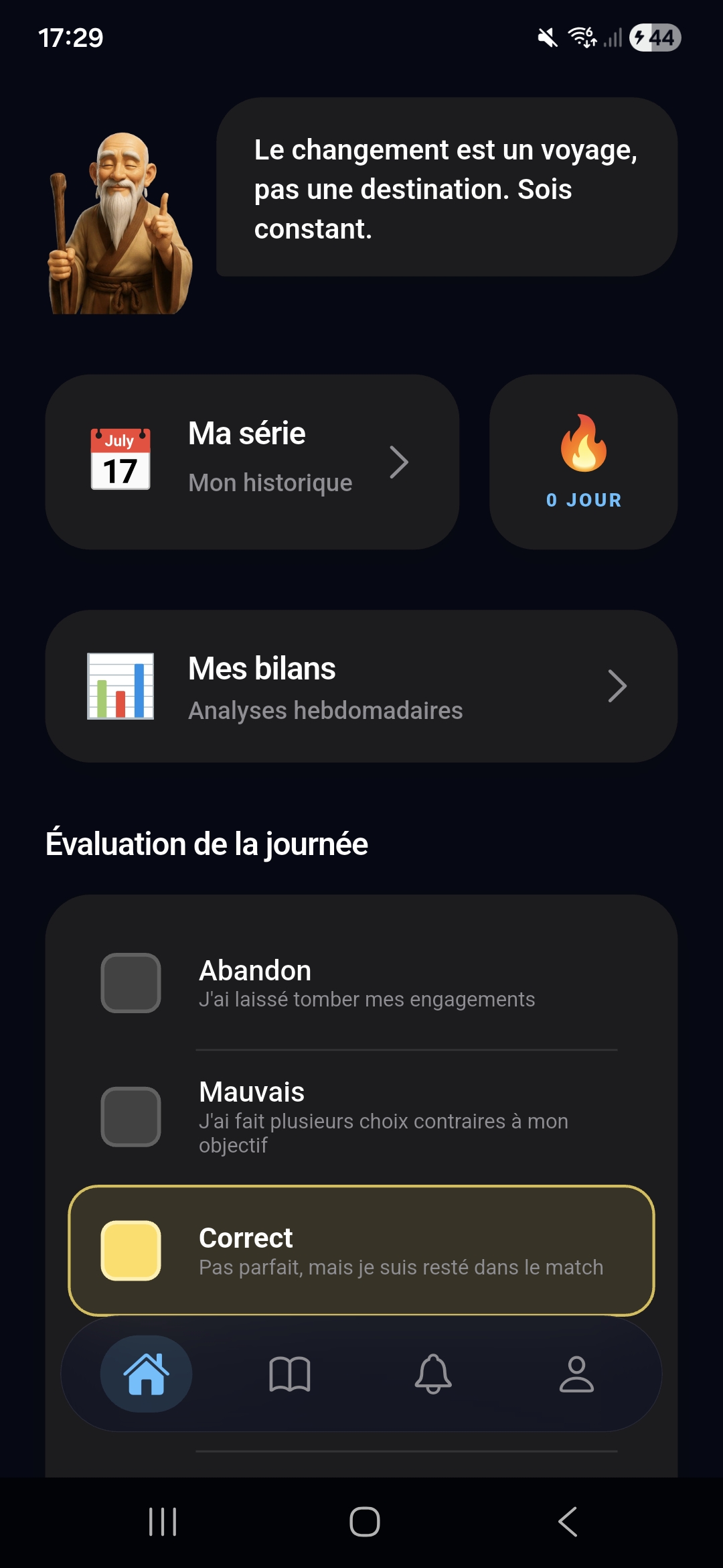 Capture d'écran de l'application Constand